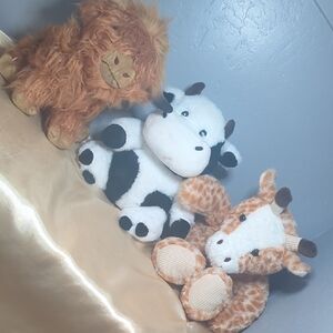 Adorable Plush Animal Set - Brown, White, and Black